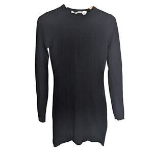 Autumn Cashmere Long Sleeve Black Bodycon Mini Sweater Dress Women Sz S Capsule